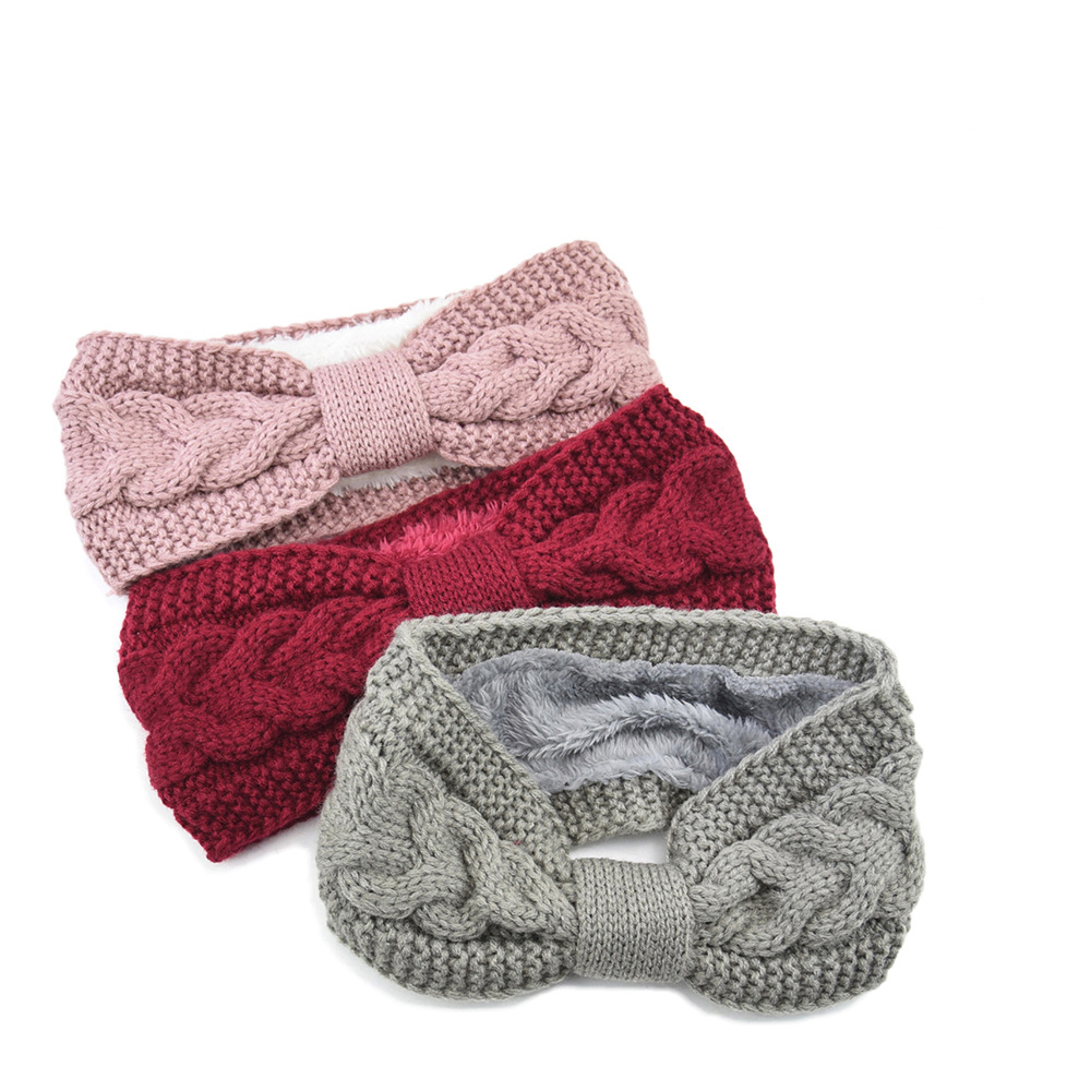 Winter Headband Fleece - Ikat kepala bergaris bulu domba halus