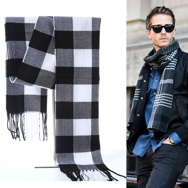 Wool Scarf Men - Syal Pria Musim Dingin Selendang Garis-garis