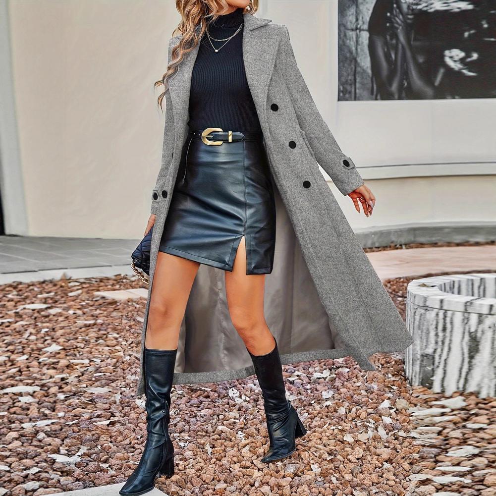 Wool Coat Peacoat - Mantel Musim Gugur Wanita Mantel Wol