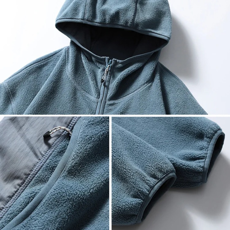 Jaket Hoodie Pria Musim Gugur  - Sherpa Hoodie Fleece ulasan dan harga