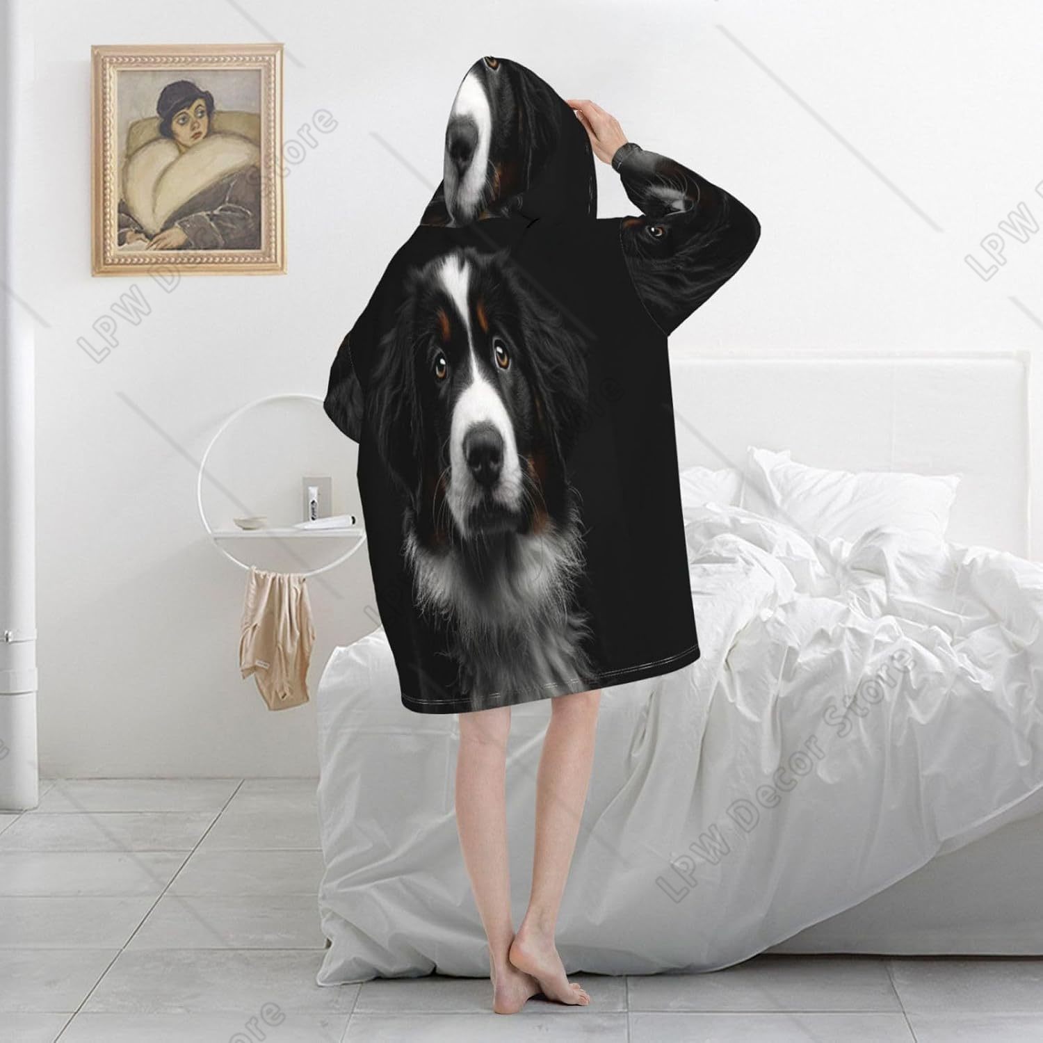 Selimut Hoodie Bernese Mountai - Sherpa Hoodie Fleece ulasan dan harga
